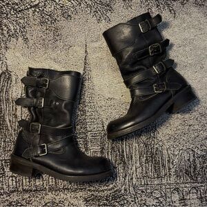 Junya Watanabe Black Leather Engineer Boots “2000”s
